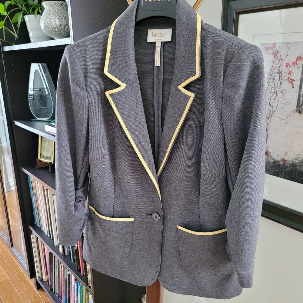 Laundry By Shelli Segal Gray Trimmed Blazer US 8